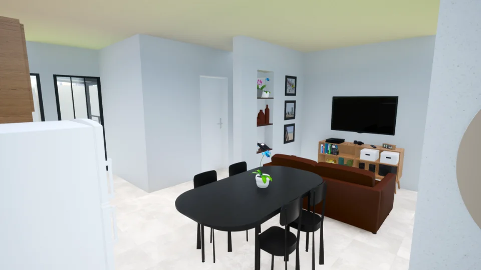 Comedor, living y baño